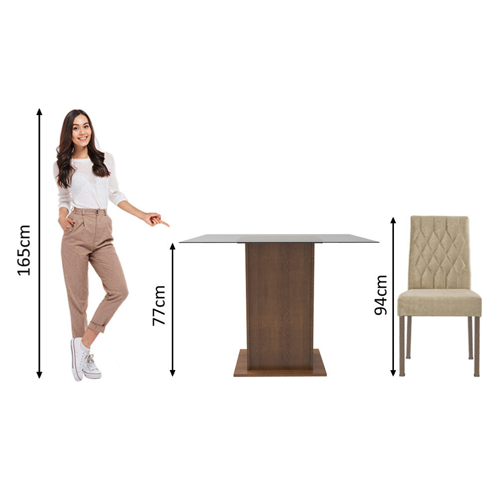Foto 5 pulgar | Comedor Madesa Beige con 2 Sillas