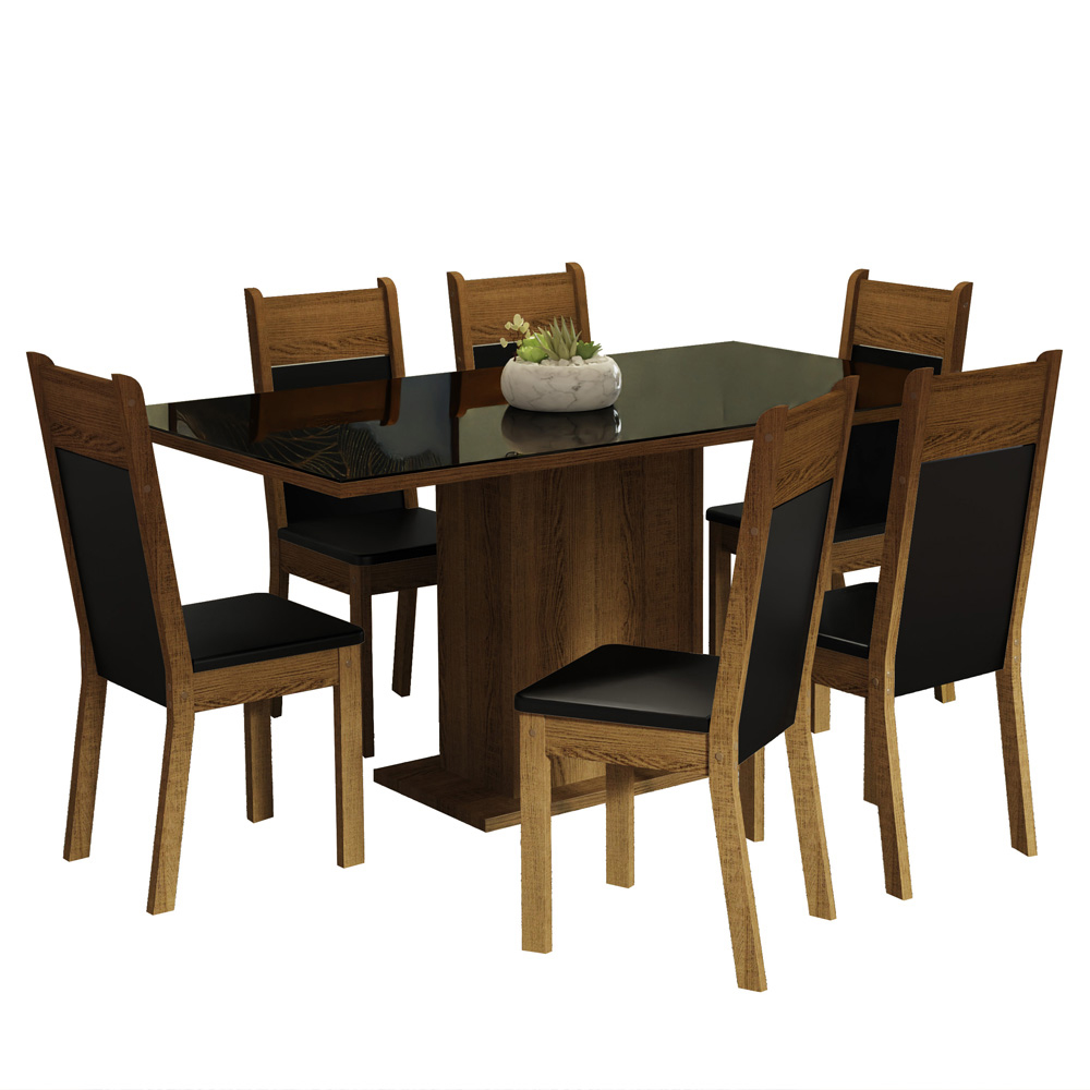 Foto 2 pulgar | Comedor Madesa Negro con 6 Sillas