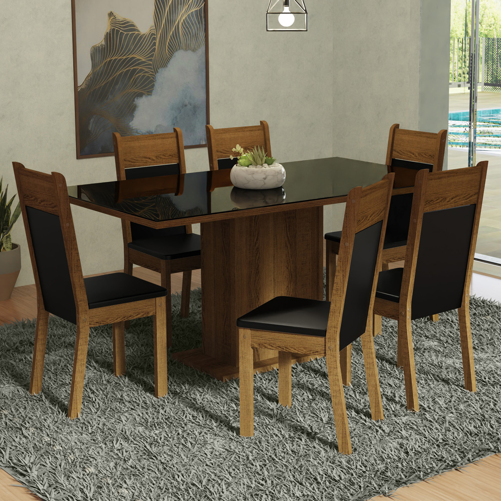 Foto 3 pulgar | Comedor Madesa Negro con 6 Sillas