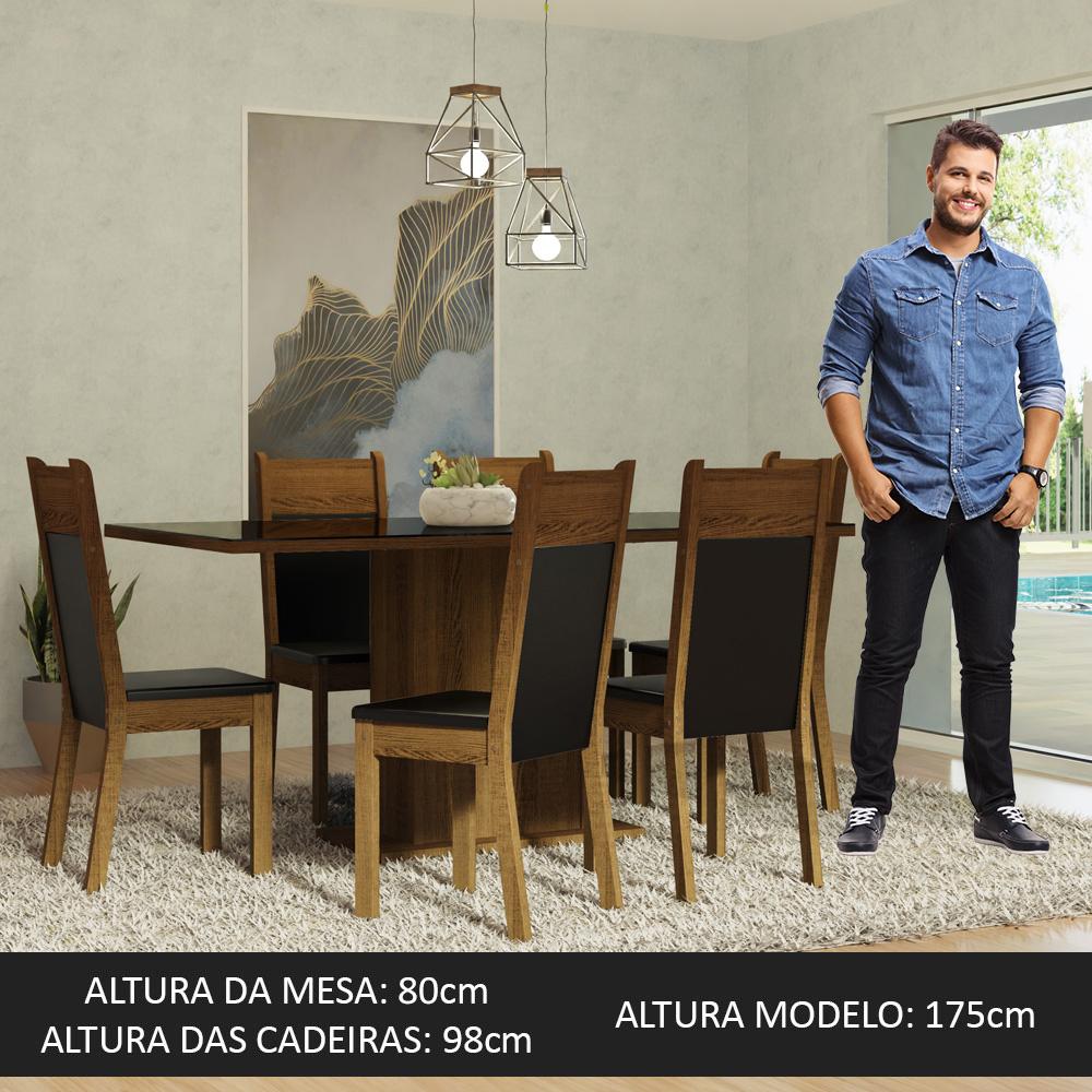 Foto 5 pulgar | Comedor Madesa Negro con 6 Sillas