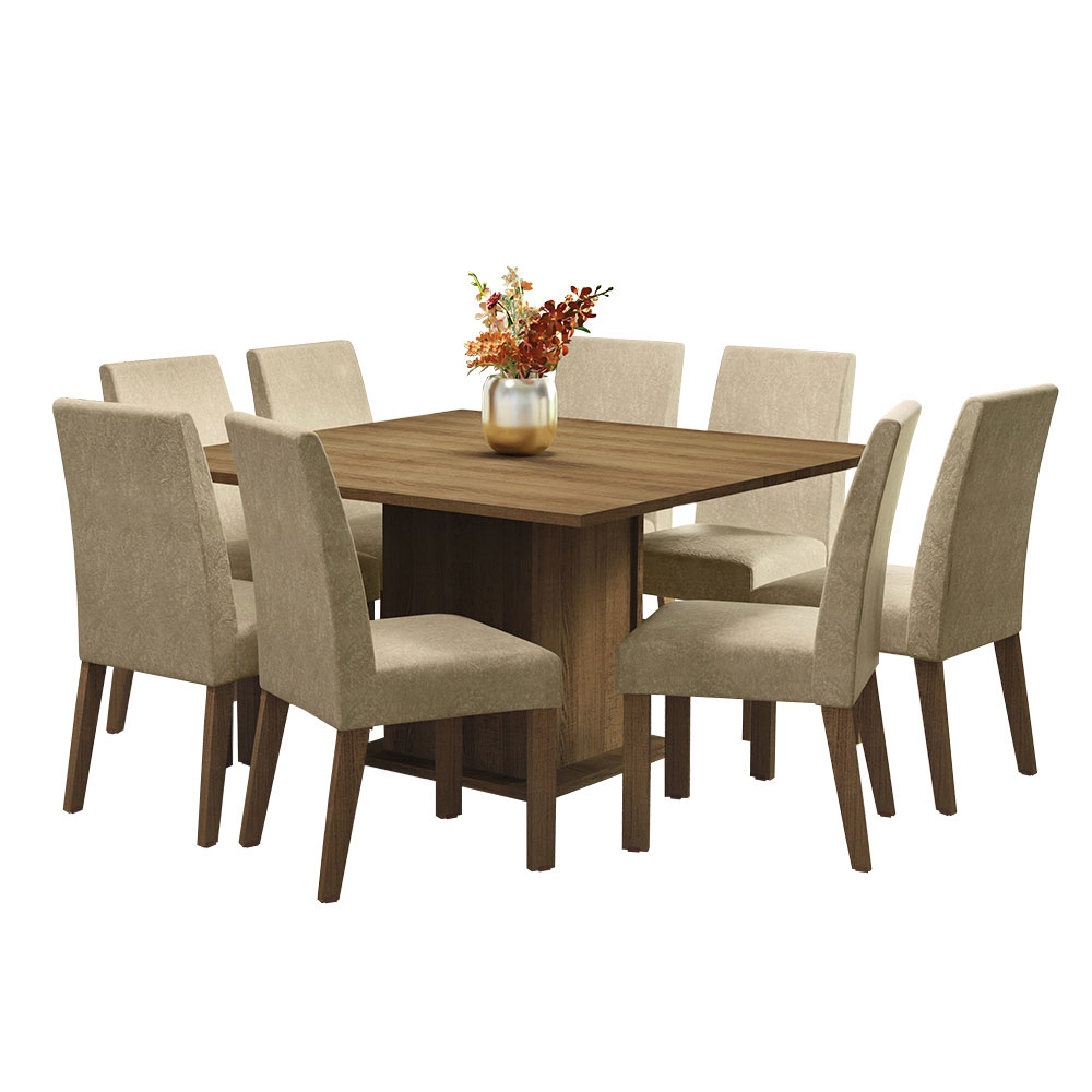 Foto 2 pulgar | Comedor Madesa Beige con 8 Sillas