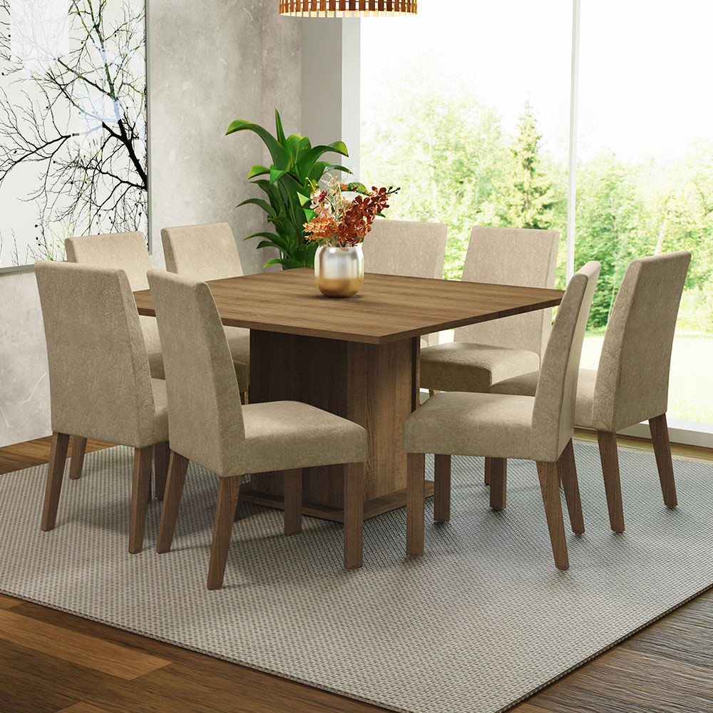 Foto 3 pulgar | Comedor Madesa Beige con 8 Sillas