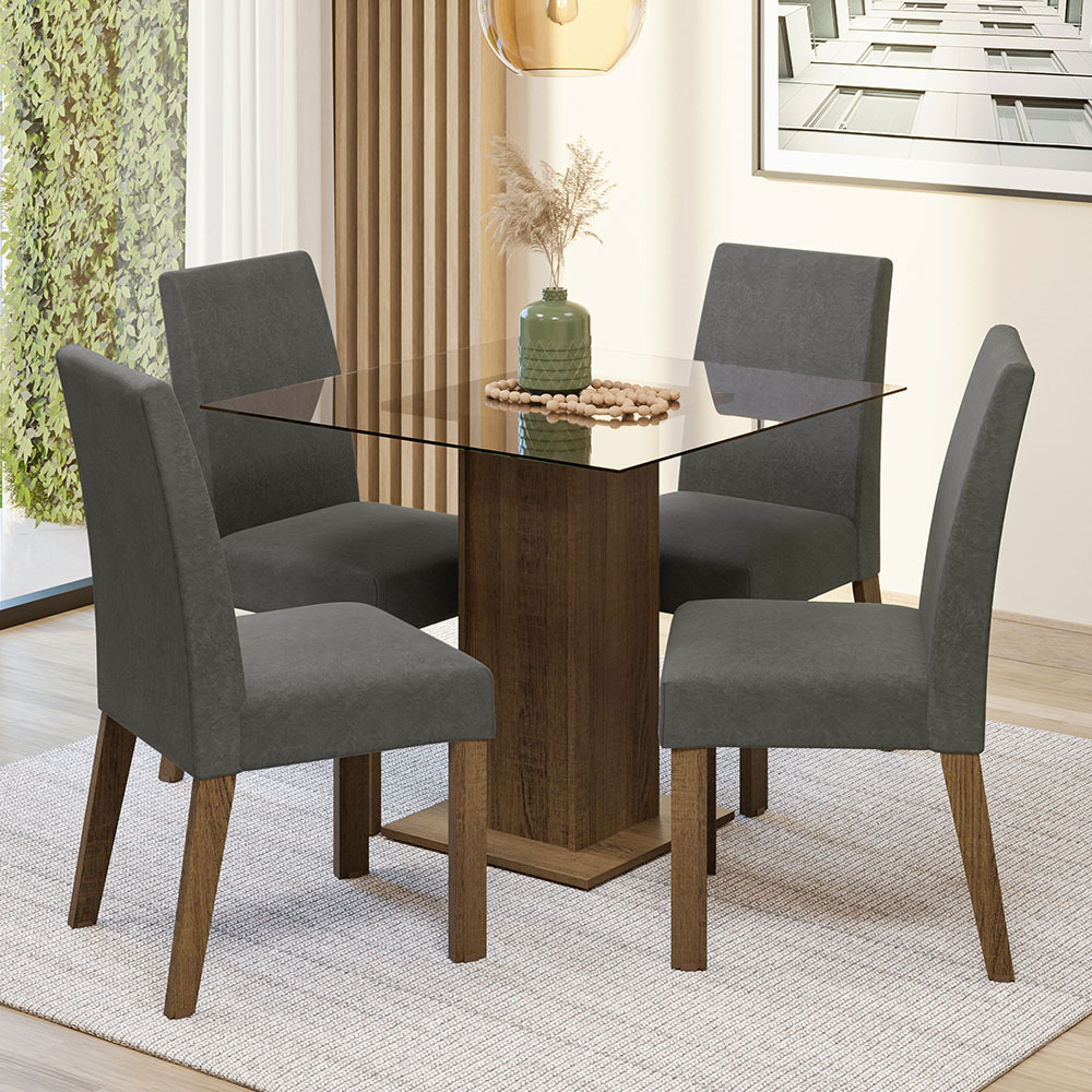 Foto 1 | Juego de Comedor Madesa Mesa de Cristal y 4 Sillas Ivy
