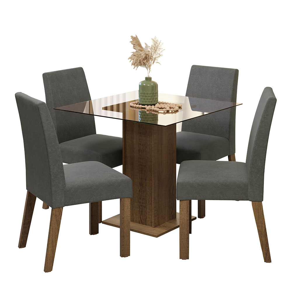 Foto 3 pulgar | Juego de Comedor Madesa Mesa de Cristal y 4 Sillas Ivy