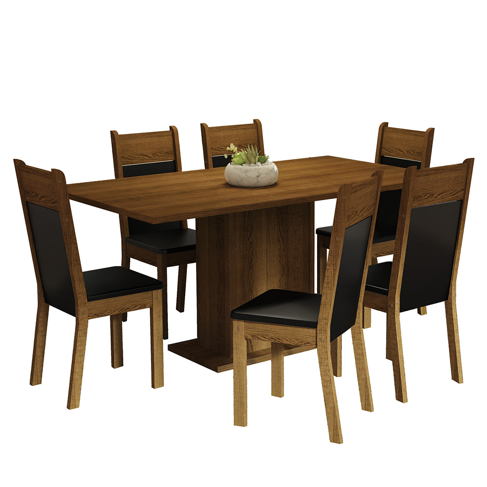 Foto 2 | Juego de Comedor Madesa Mesa de Madera y 6 Sillas Augusta Rústico Negro