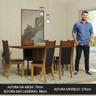Foto 3 | Juego de Comedor Madesa Mesa de Madera y 6 Sillas Augusta Rústico Negro
