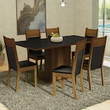 Juego de Comedor Madesa Mesa con Tapa de Madera y 6 Sillas Augusta Negro/Rústico