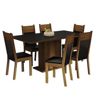 Foto 2 | Juego de Comedor Madesa Mesa con Tapa de Madera y 6 Sillas Augusta Negro/Rústico