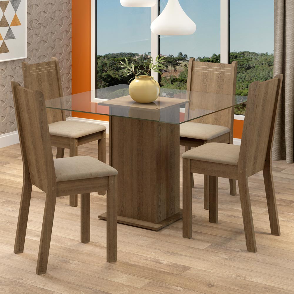 Foto 2 pulgar | Juego de Comedor Madesa Magda con 4 Sillas Tapa de Vidrio