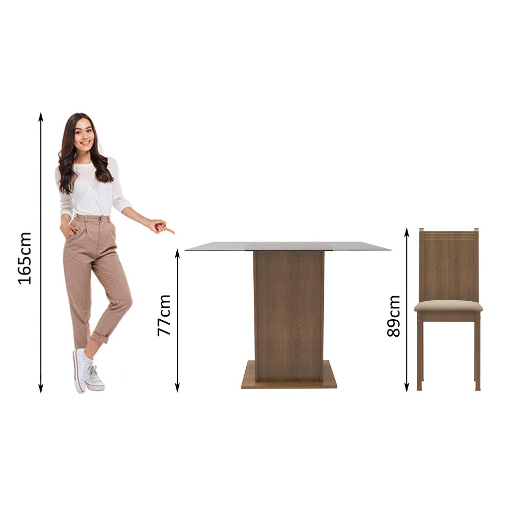 Foto 7 pulgar | Juego de Comedor Madesa Magda con 4 Sillas Tapa de Vidrio