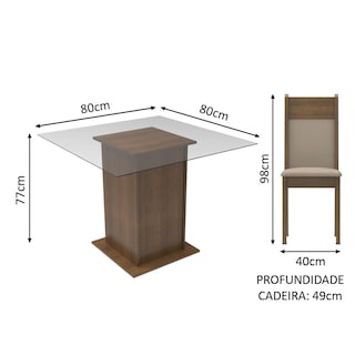 Foto 3 | Madesa Juego De Comedor Mesa Con Tapa De Vidrio Y 4 Sillas Dallas Rústico/crema/sintético/beige
