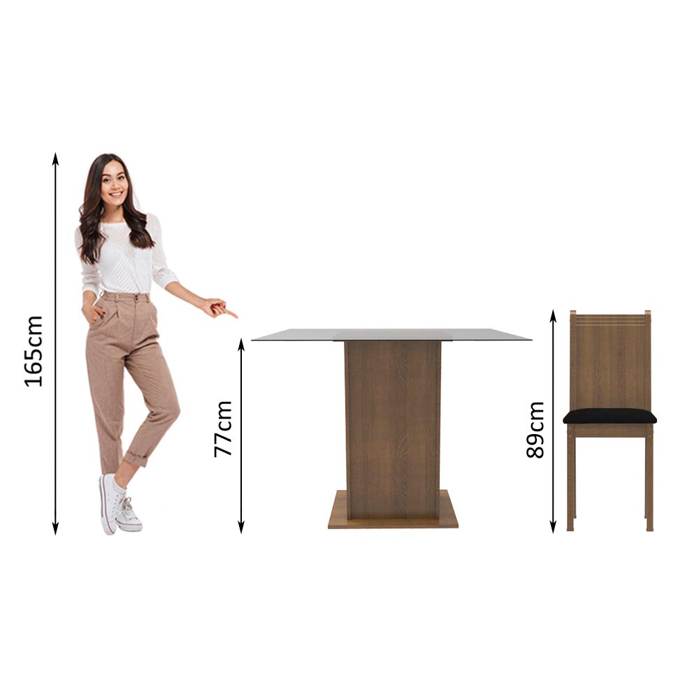 Foto 4 | Juego de Comedor Madesa Maya con 4 Sillas - Tapa de Vidrio