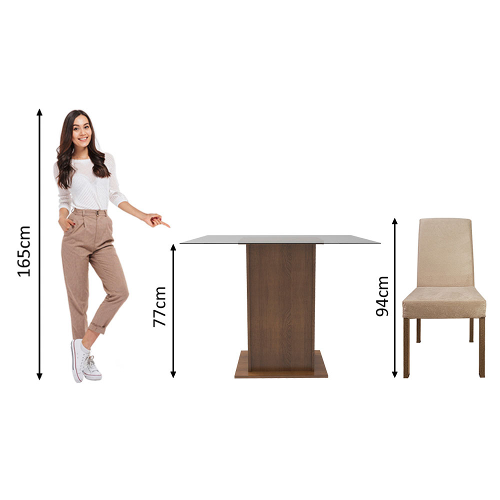 Foto 4 | Juego de Comedor con Tapa de Vidrio y 2 Sillas Madesa Luli Rústico/Imperial