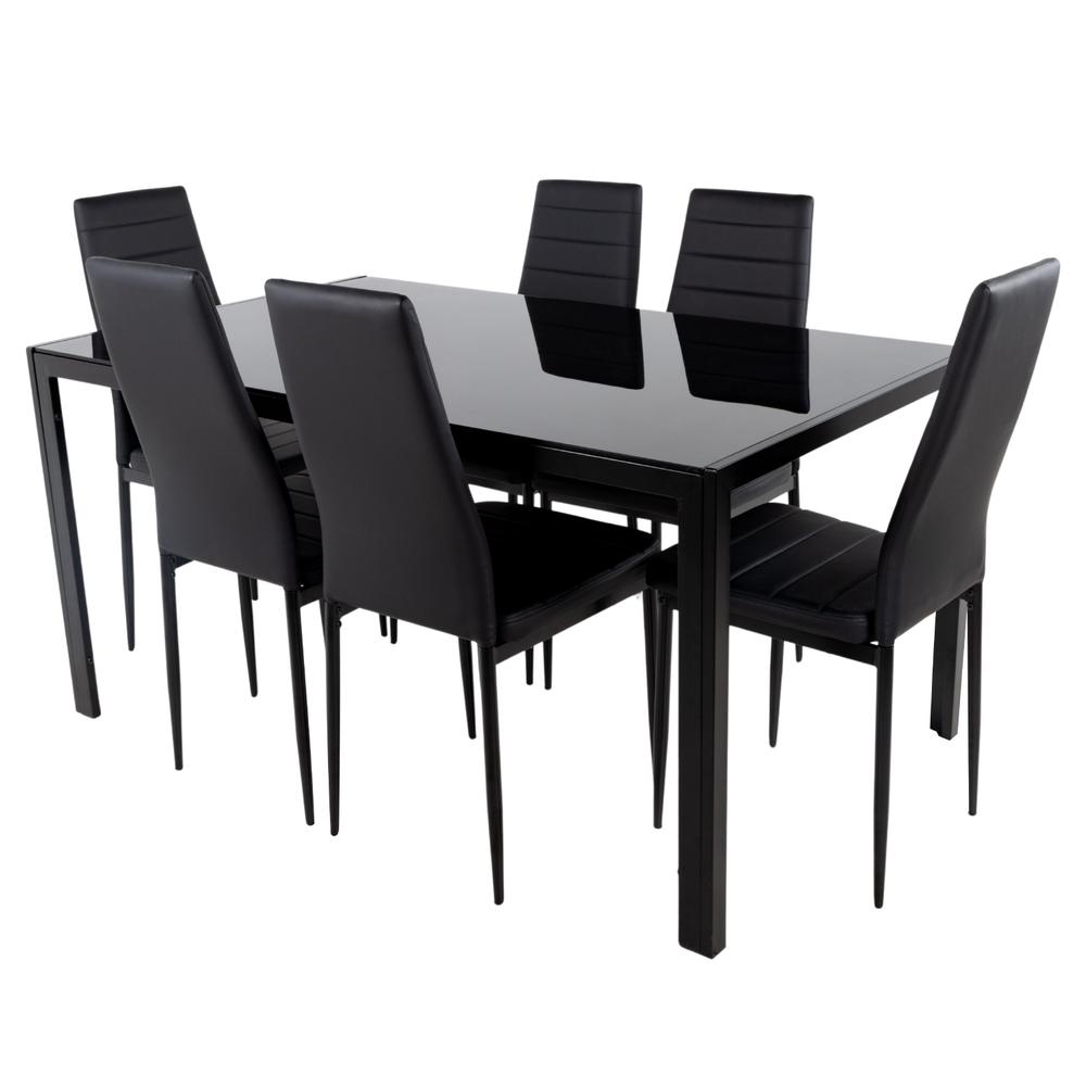 Foto 2 pulgar | Sillas de Comedor y Mesa Vidrio Templado KingsHouse Negro