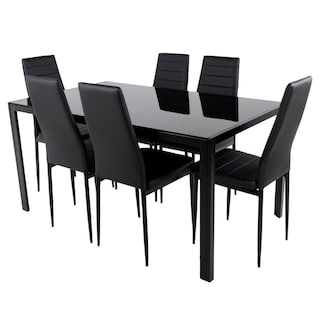 Foto 1 | Sillas de Comedor y Mesa Vidrio Templado KingsHouse Negro