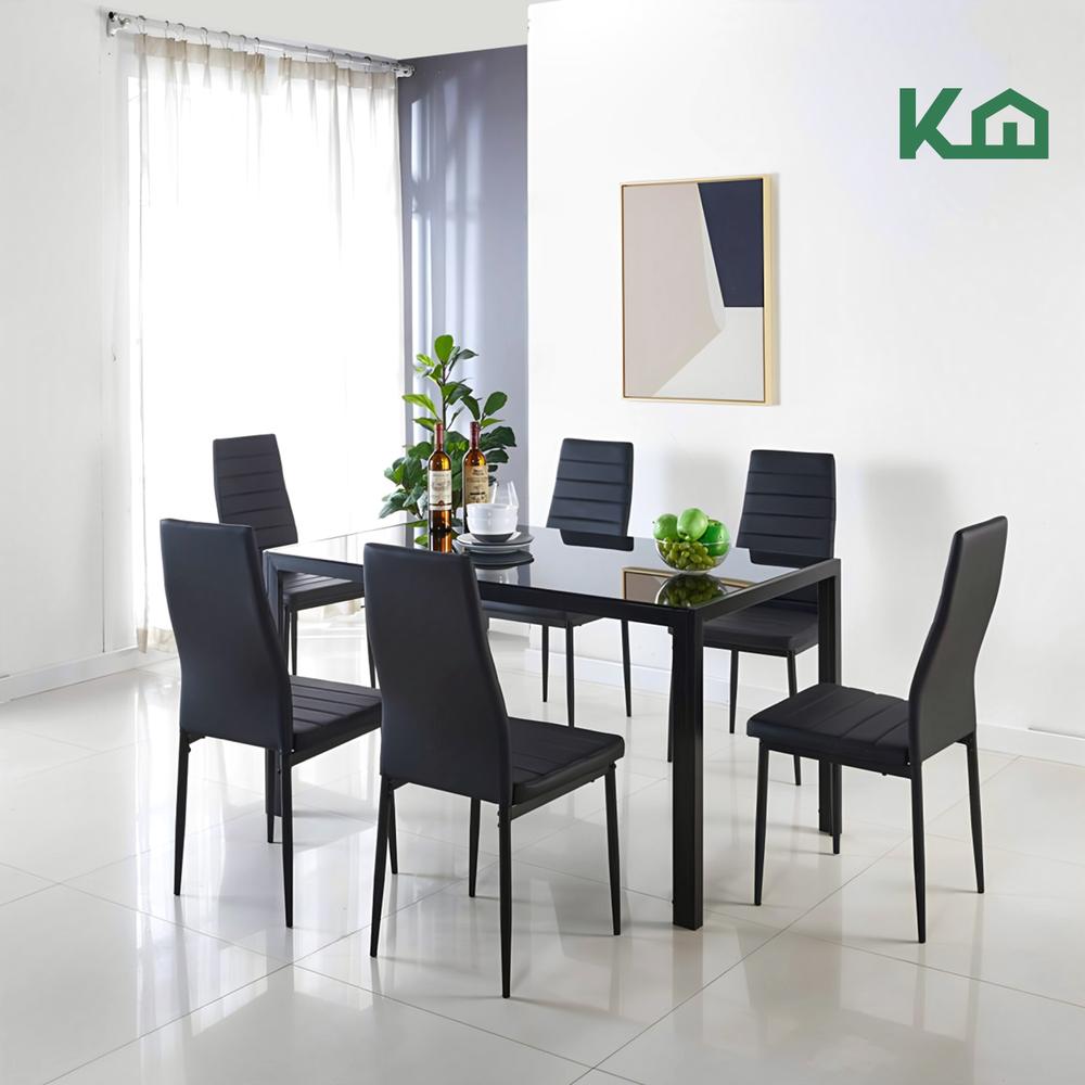 Foto 3 pulgar | Sillas de Comedor y Mesa Vidrio Templado KingsHouse Negro