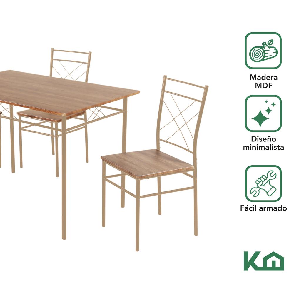 Foto 3 pulgar | Juego De Comedor 4 Sillas Estructura Metálica Tablero Mdf