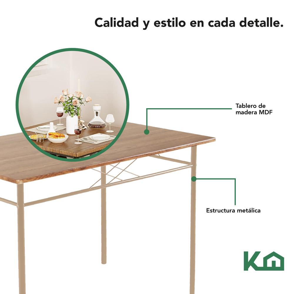 Foto 4 pulgar | Juego De Comedor 4 Sillas Estructura Metálica Tablero Mdf