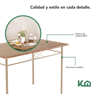 Foto 3 | Juego De Comedor 4 Sillas Estructura Metálica Tablero Mdf