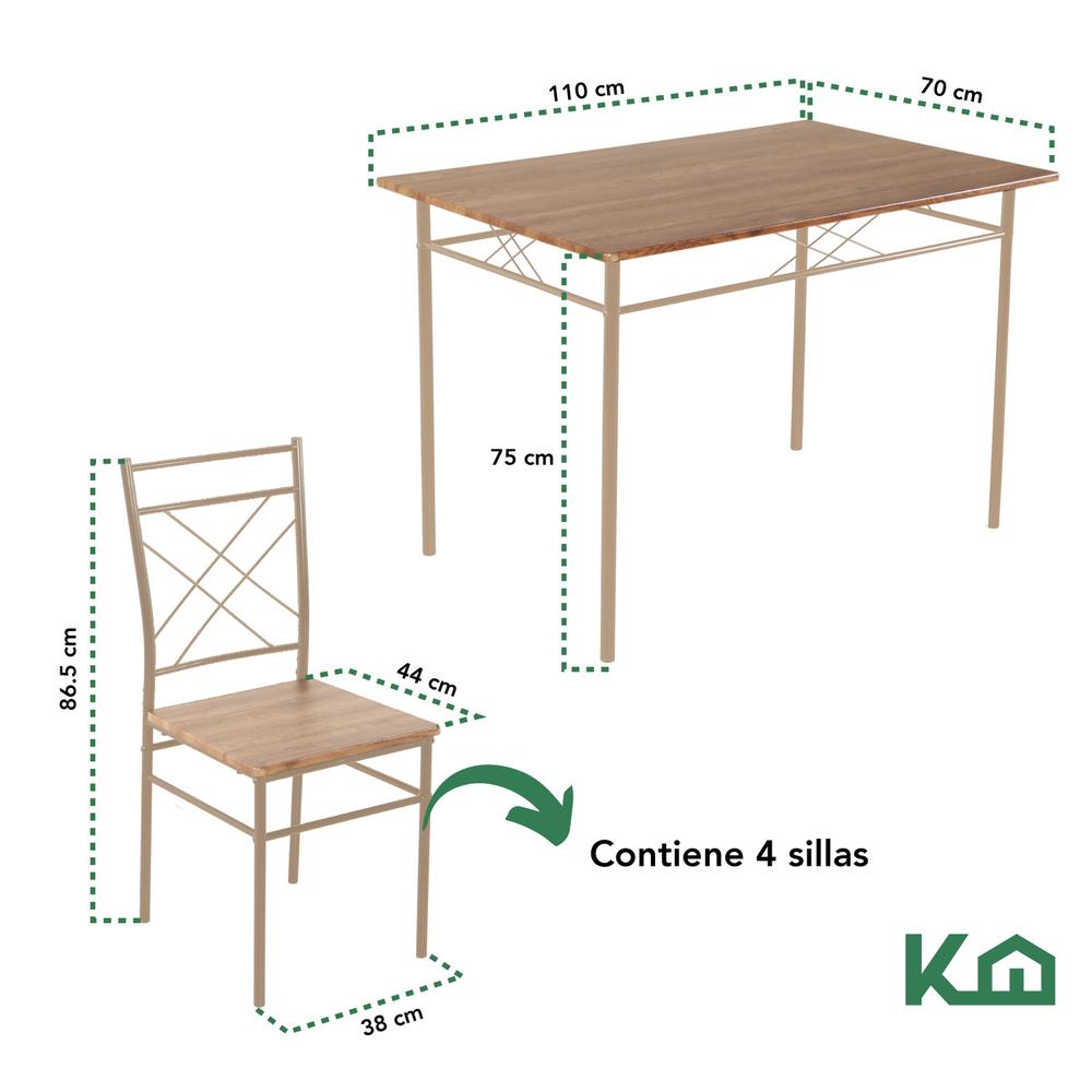 Foto 6 pulgar | Juego De Comedor 4 Sillas Estructura Metálica Tablero Mdf
