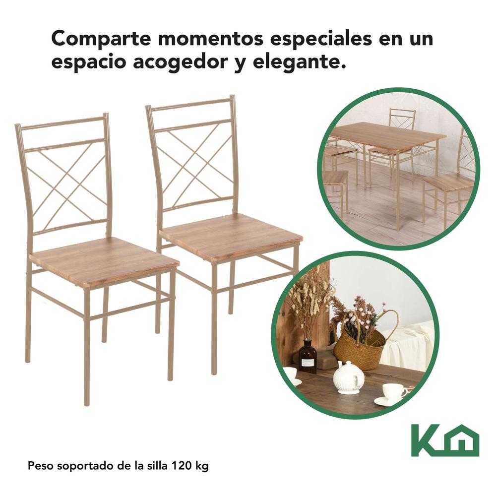Foto 7 pulgar | Juego De Comedor 4 Sillas Estructura Metálica Tablero Mdf