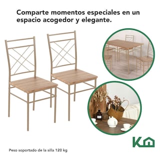 Foto 6 | Juego De Comedor 4 Sillas Estructura Metálica Tablero Mdf