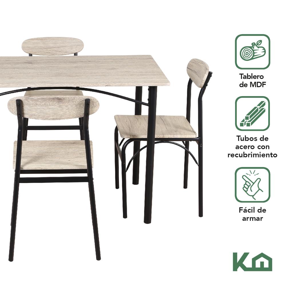 Foto 3 pulgar | Comedor con 4 Sillas KingsHouse Gris