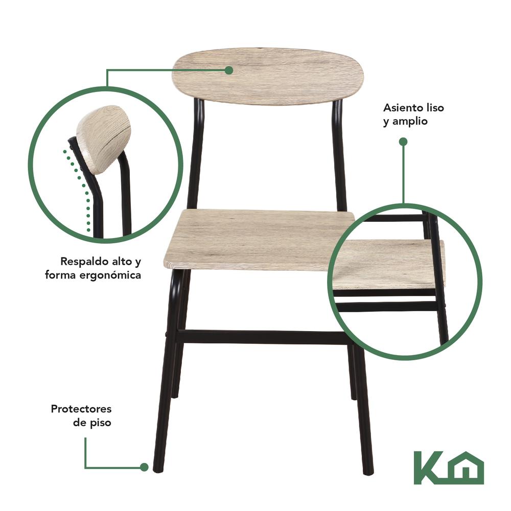 Foto 7 pulgar | Comedor con 4 Sillas KingsHouse Gris