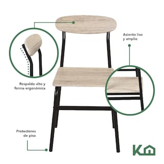 Foto 6 | Comedor con 4 Sillas KingsHouse Gris