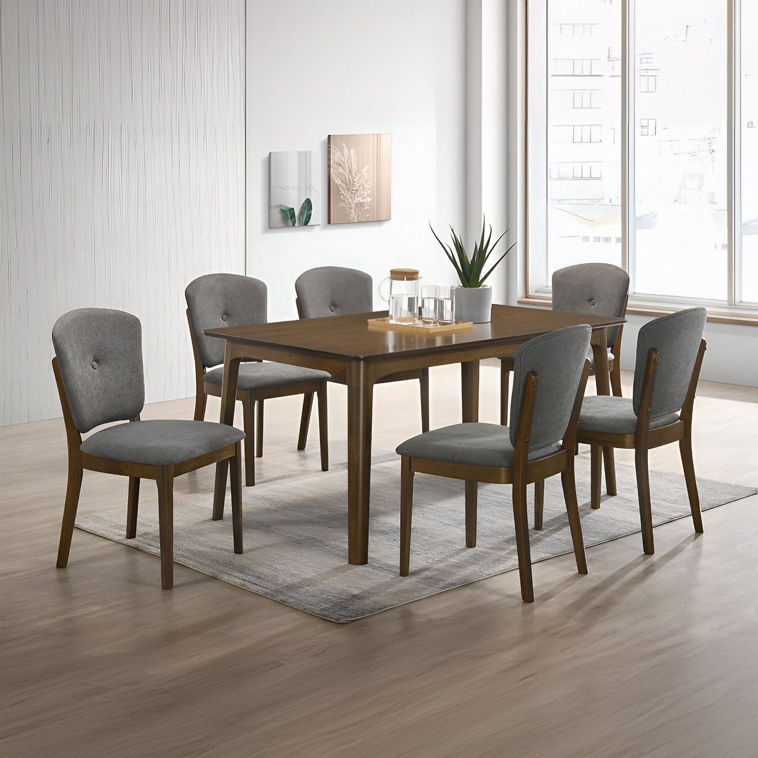 Foto 8 pulgar | Comedor 6 Sillas Bossa Bratty Nuez/gris