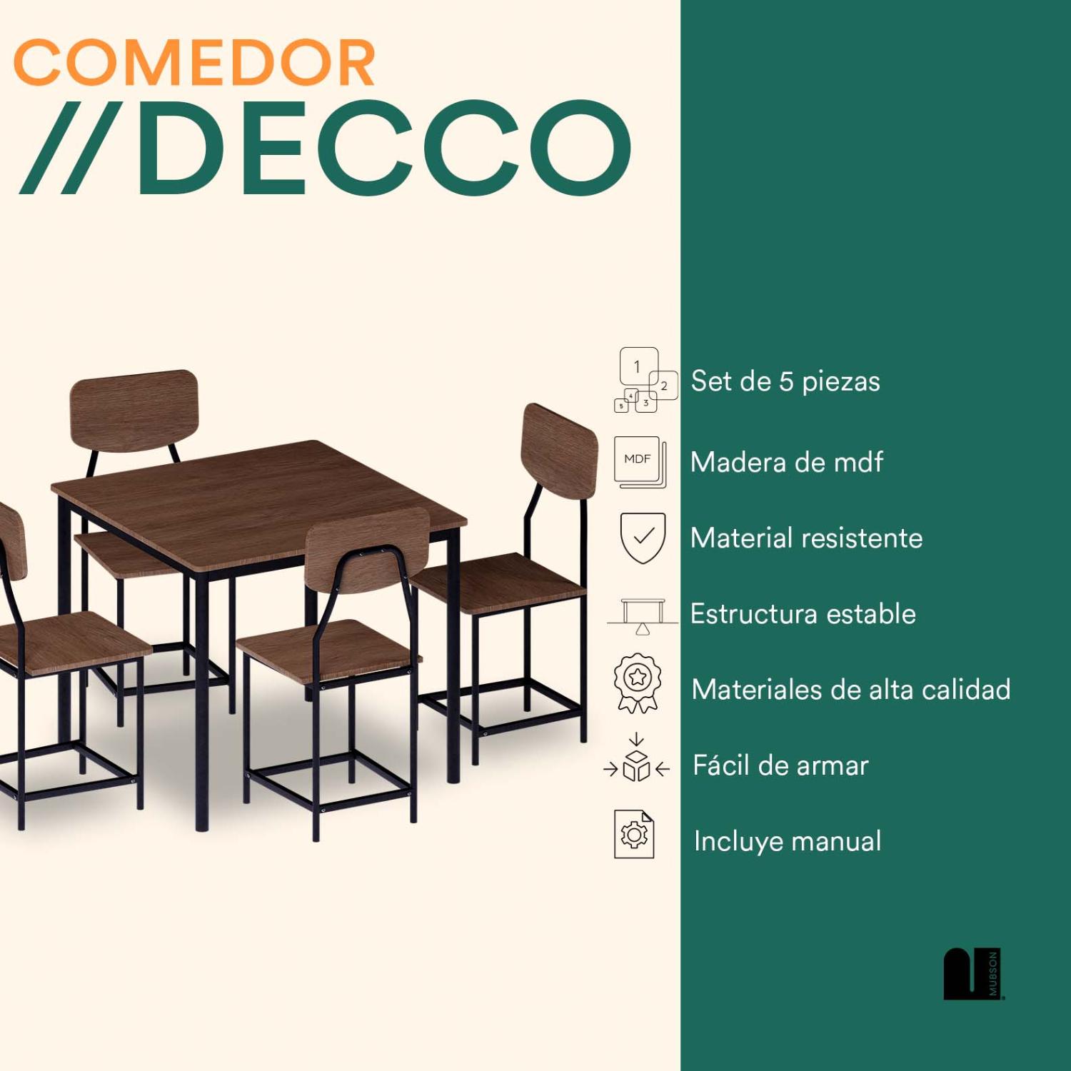 Foto 3 pulgar | Comedor Con 4 Sillas Mubson Antecomedor Decco