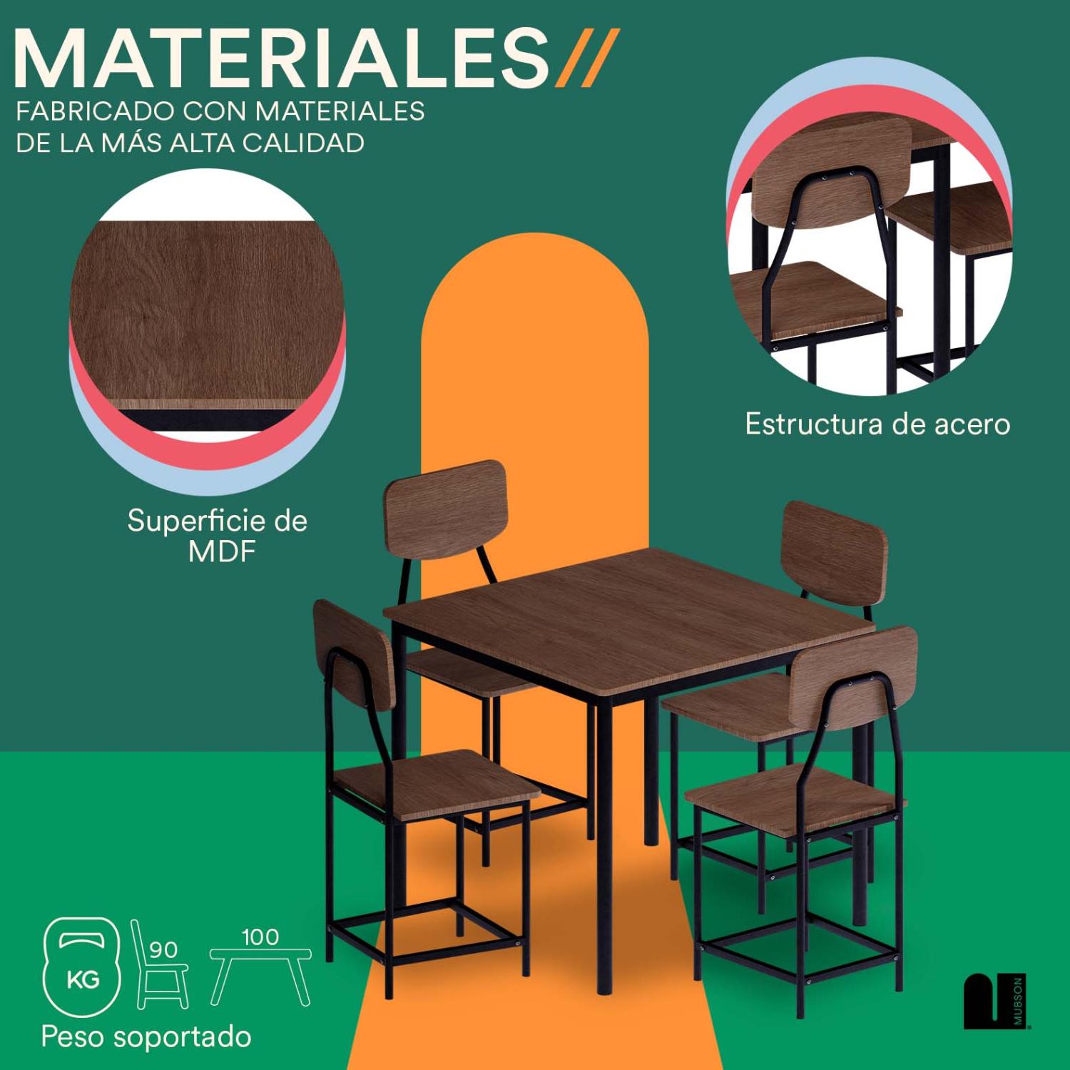 Foto 4 pulgar | Comedor Con 4 Sillas Mubson Antecomedor Decco