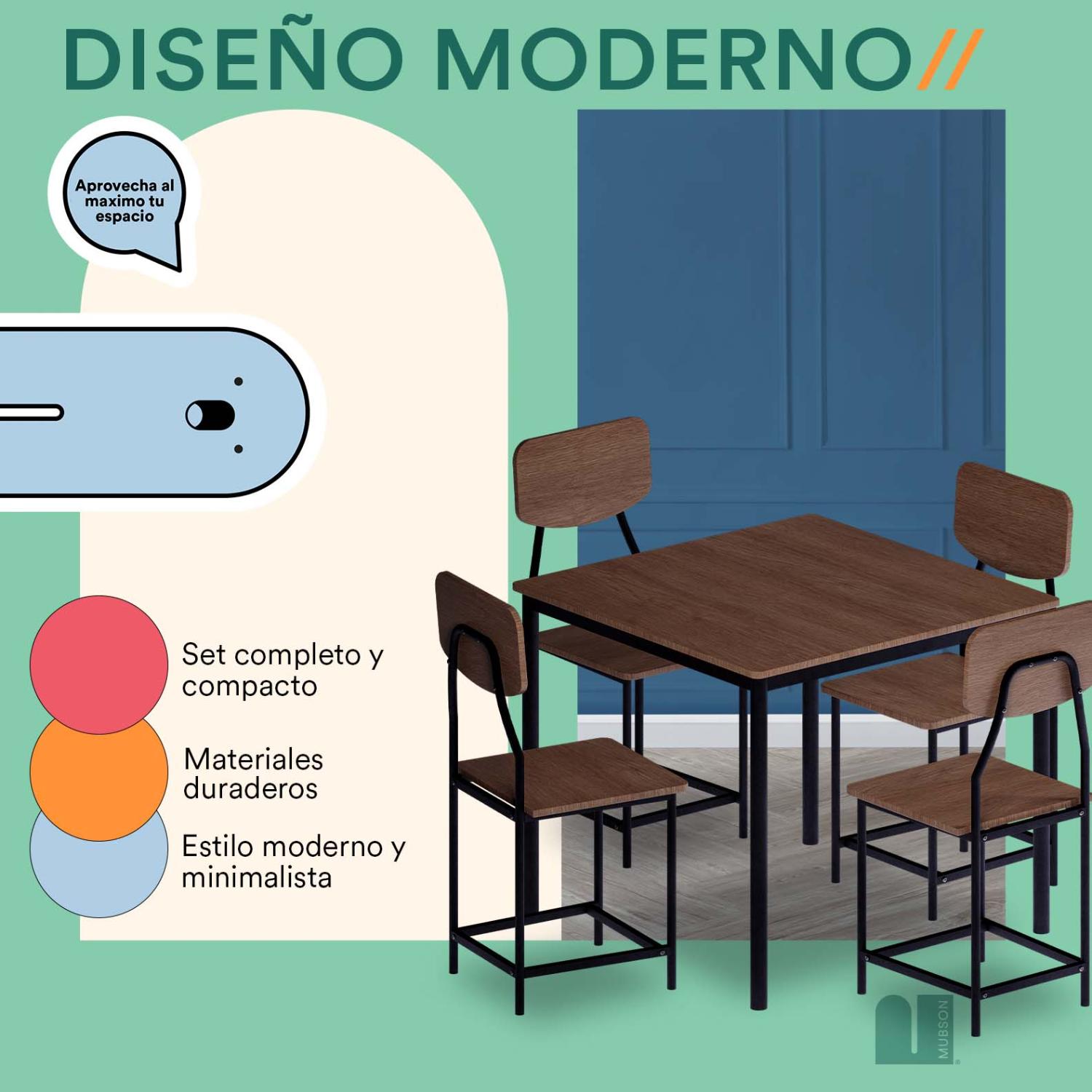 Foto 5 pulgar | Comedor Con 4 Sillas Mubson Antecomedor Decco
