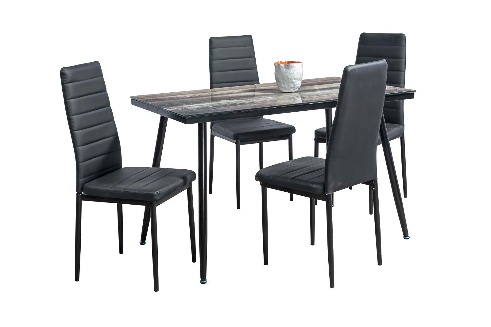 Foto 3 pulgar | Comedor Mobilkraft Toyo Negro 4 Sillas Tubular y Cristal