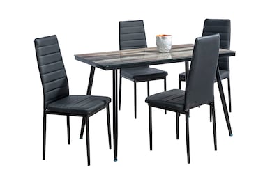 Foto 2 | Comedor Mobilkraft Toyo Negro 4 Sillas Tubular y Cristal