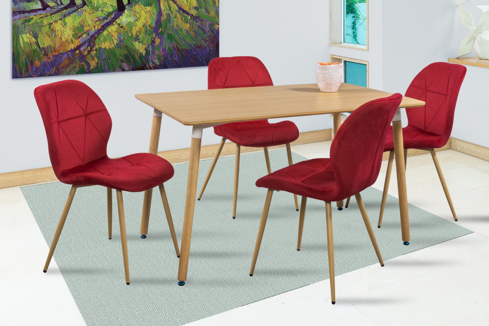 Foto 1 | Comedor Mobilkraft Malibu Rojo con 4 Sillas