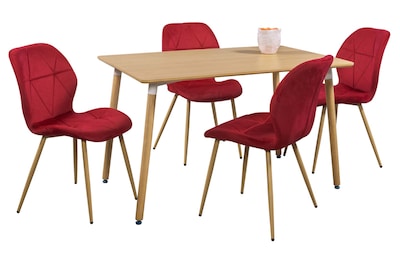 Foto 2 | Comedor Mobilkraft Malibu Rojo con 4 Sillas