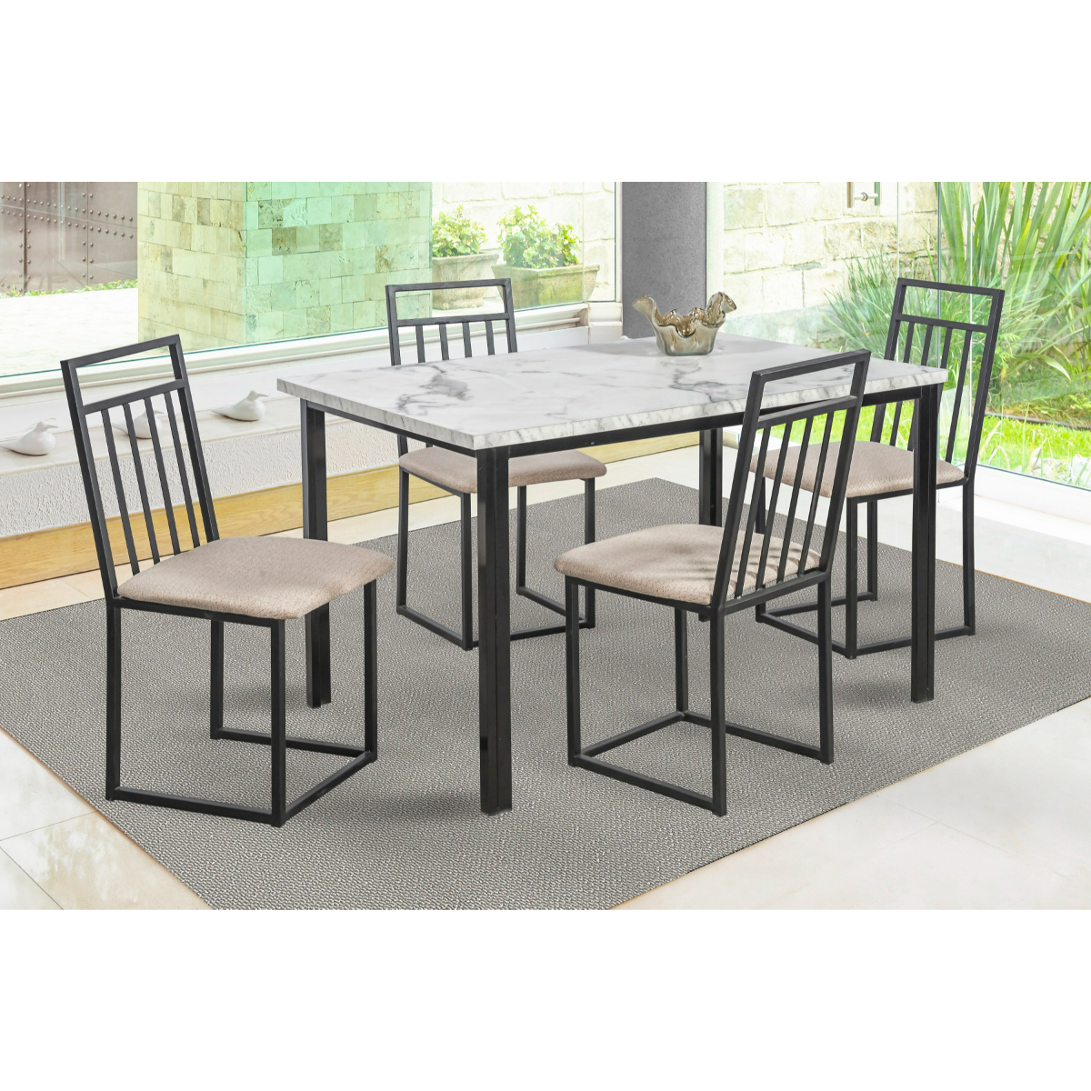 Comedor Mobilkraft Naya Gris 4 Sillas