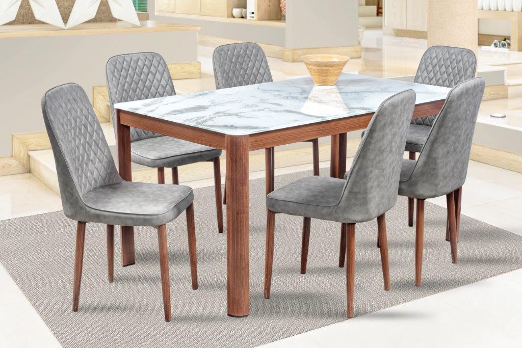 Comedor Mobilkraft Chester con 6 Sillas Grises