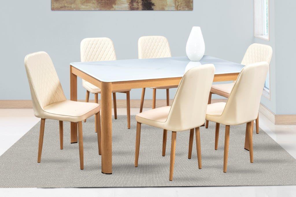 Foto 2 pulgar | Comedor Mobilkraft Chester con 6 Sillas Beiges