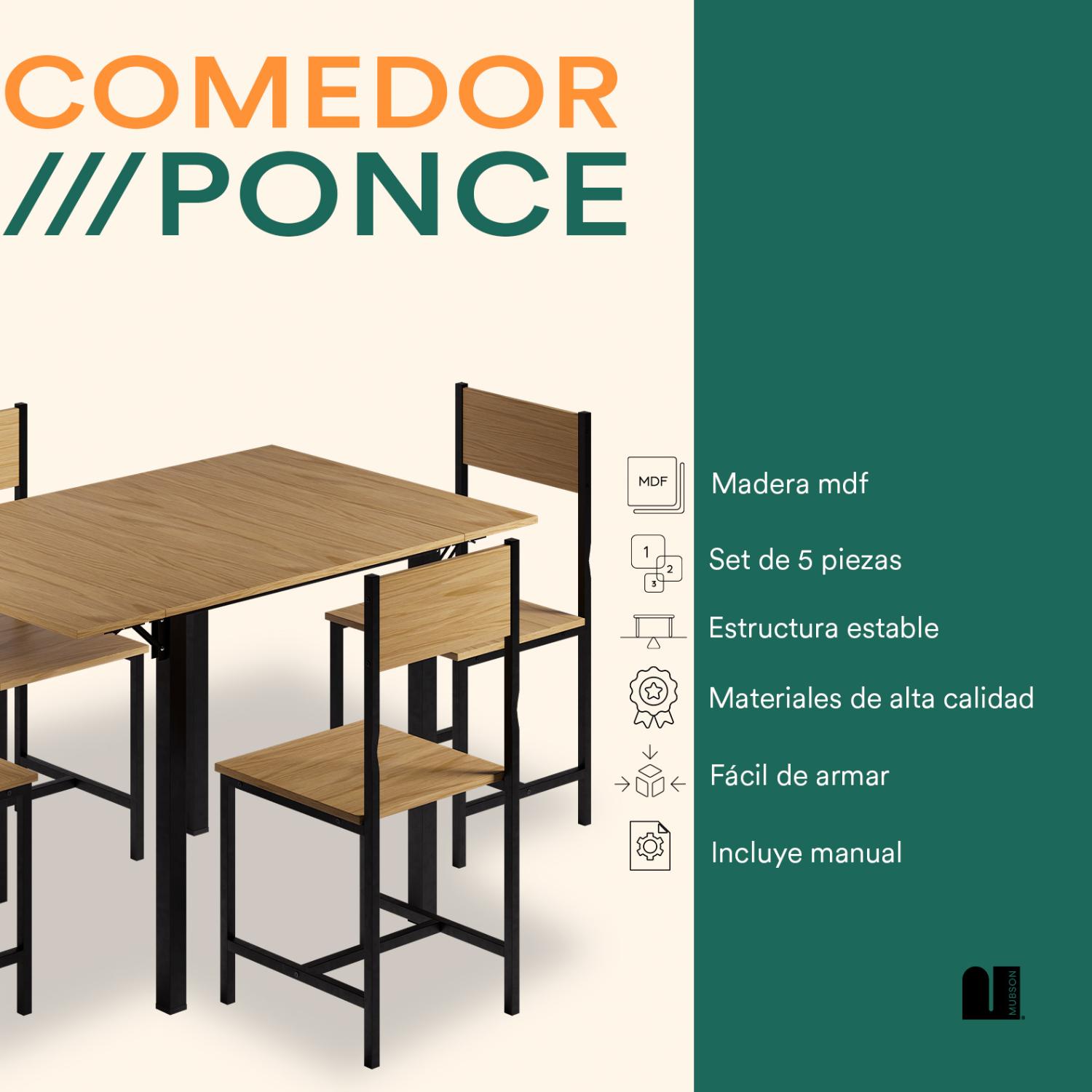 Foto 3 pulgar | Comedor 4 Sillas Beige Mubson Antecomedor Ponce