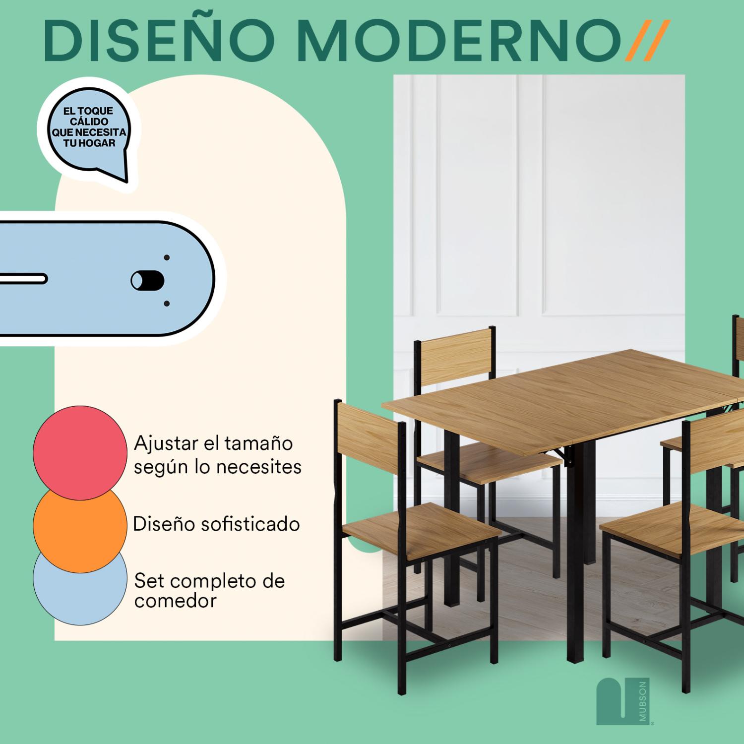 Foto 5 pulgar | Comedor 4 Sillas Beige Mubson Antecomedor Ponce
