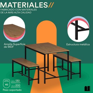 Foto 3 | Comedor Mubson Naly Con 2 Taburetes Antecomedor Beige