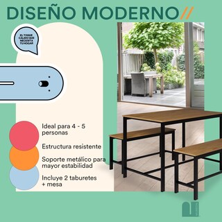 Foto 4 | Comedor Mubson Naly Con 2 Taburetes Antecomedor Beige
