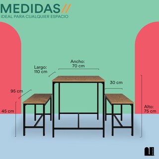 Foto 5 | Comedor Mubson Naly Con 2 Taburetes Antecomedor Beige