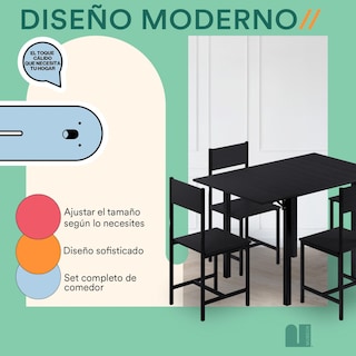 Foto 4 | Comedor 4 Sillas Negro Mubson Antecomedor Ponce