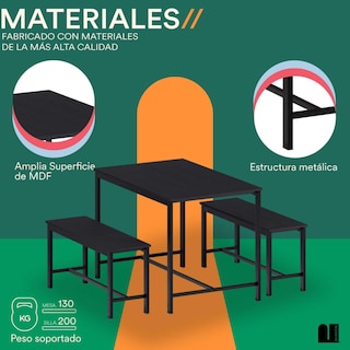 Foto 3 | Comedor Mubson Naly Con 2 Taburetes Antecomedor Negro