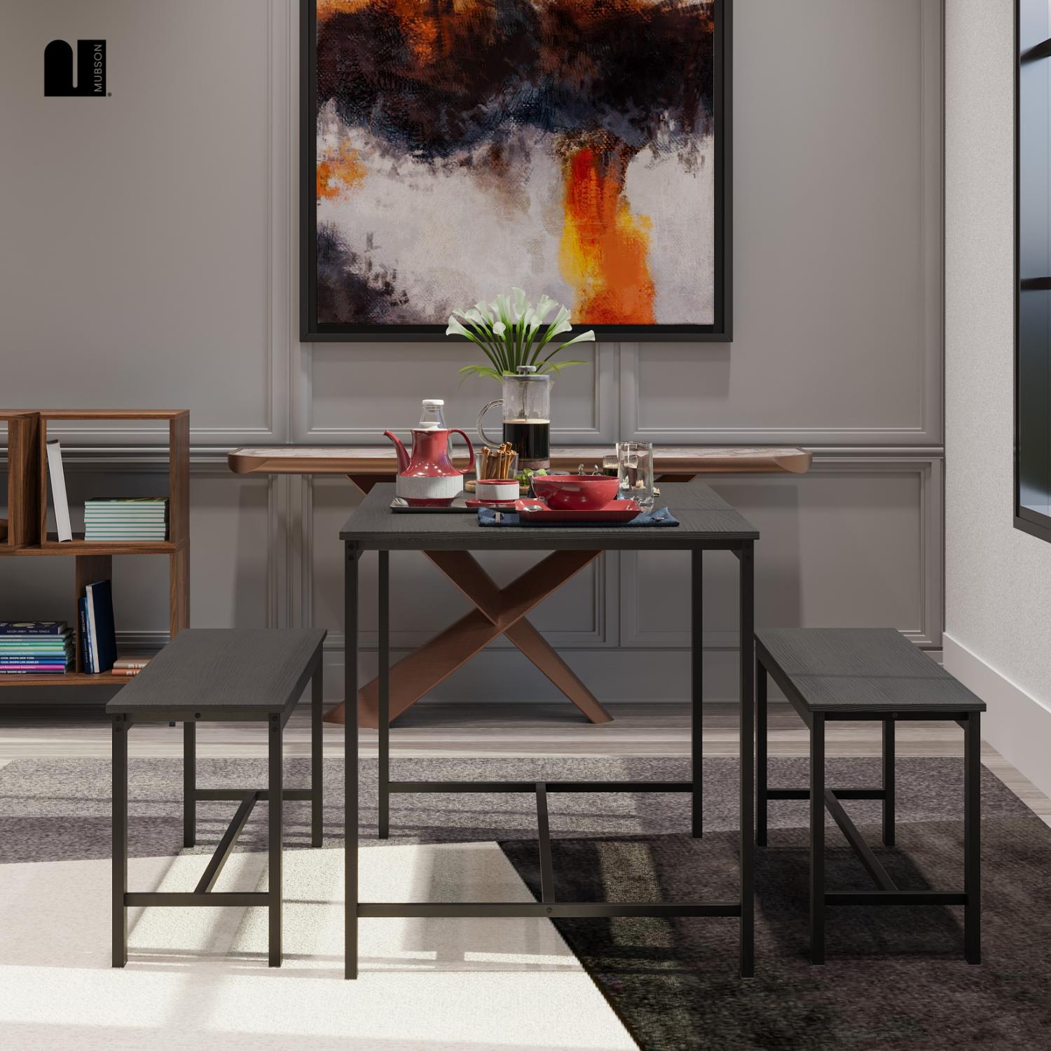 Foto 7 pulgar | Comedor Mubson Naly Con 2 Taburetes Antecomedor Negro