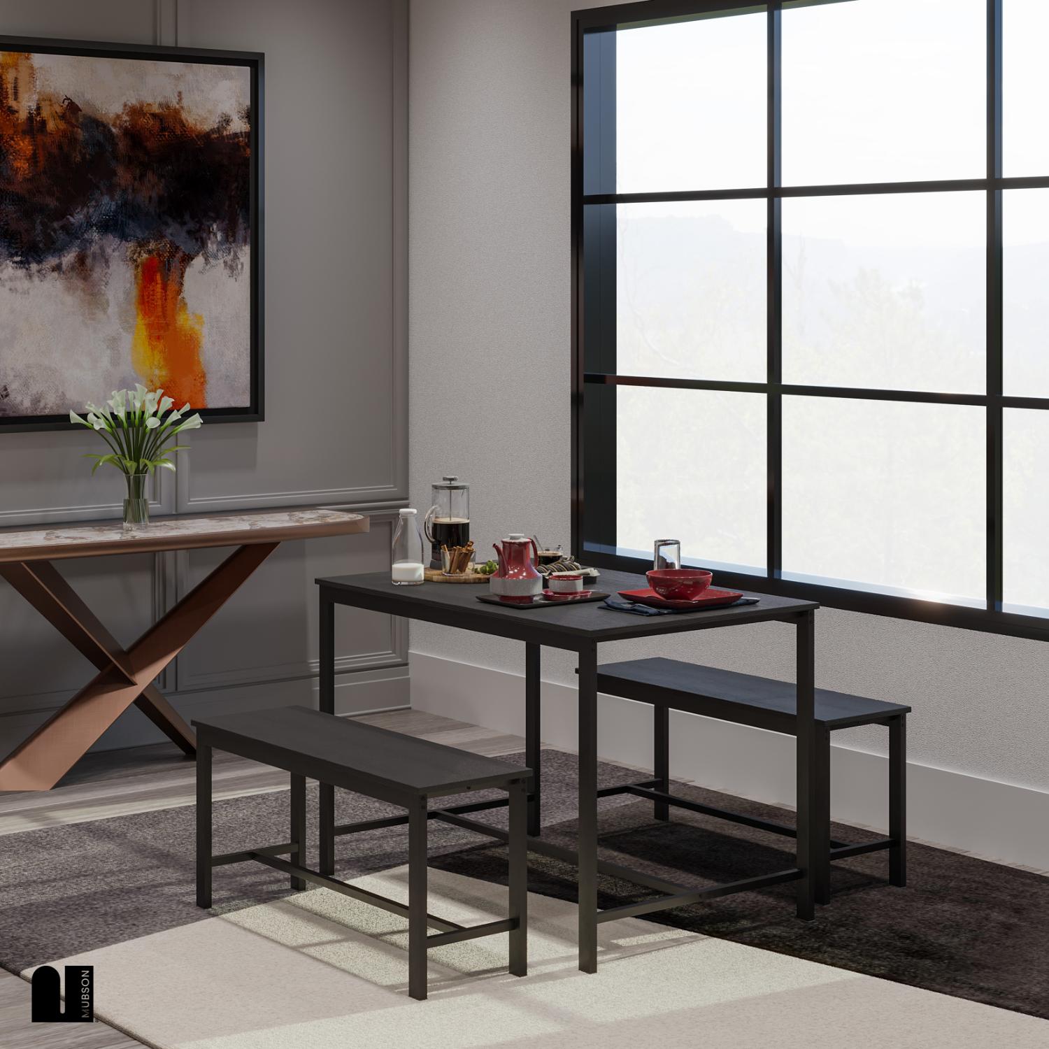 Foto 7 | Comedor Mubson Naly Con 2 Taburetes Antecomedor Negro