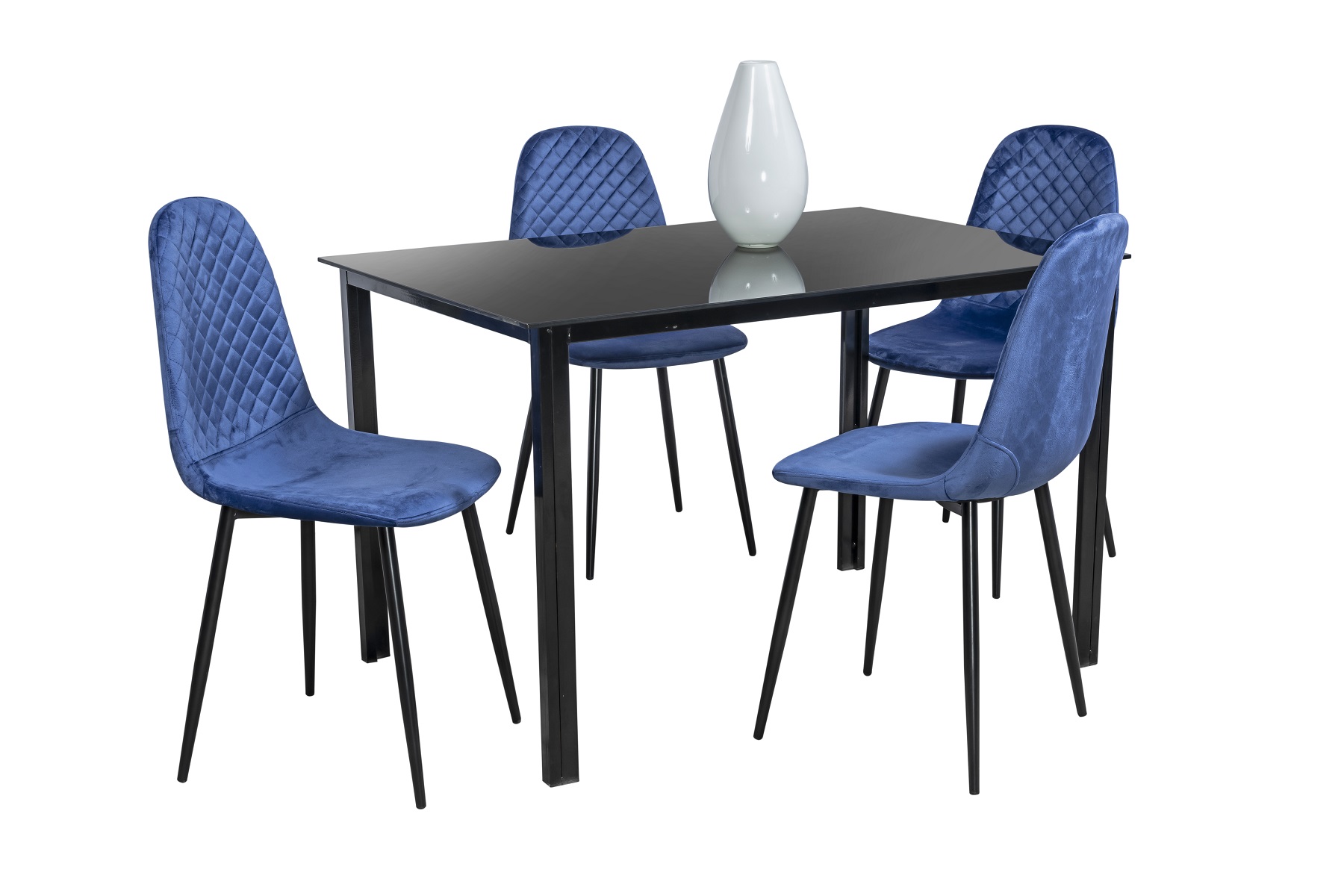 Foto 3 pulgar | Comedor Mobilkraft Ana Azul 4 Sillas Rectangular Tubular